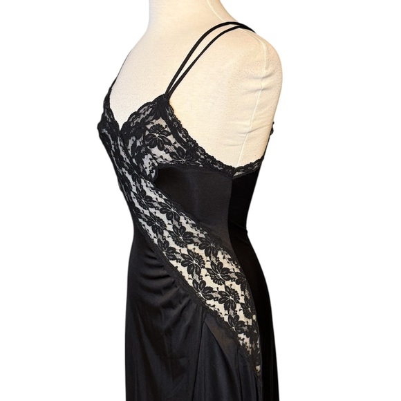Vintage Nightgown Black Lace Slip Dress Negligee USA XS S Small - Picture 3 of 7